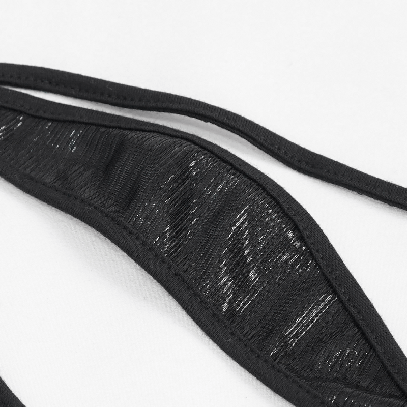 Punk Sexy Body Harness Lingerie Set With Metal Chain / Gothic Black Lingerie With Pentagram