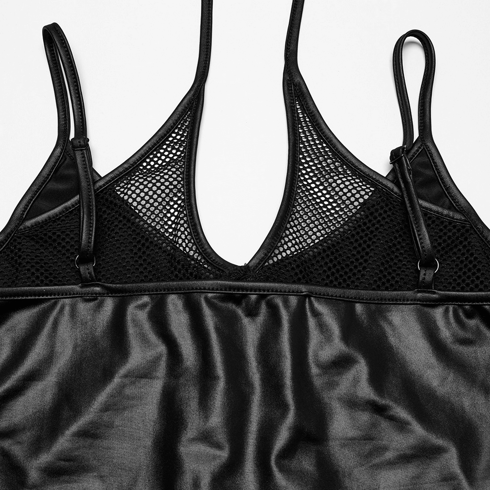 Punk Sexy Intersect Camisole with Mesh and Eyelet Detail