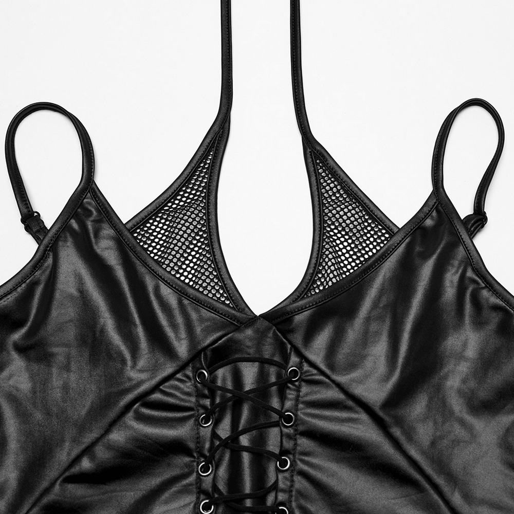 Punk Sexy Intersect Camisole with Mesh and Eyelet Detail