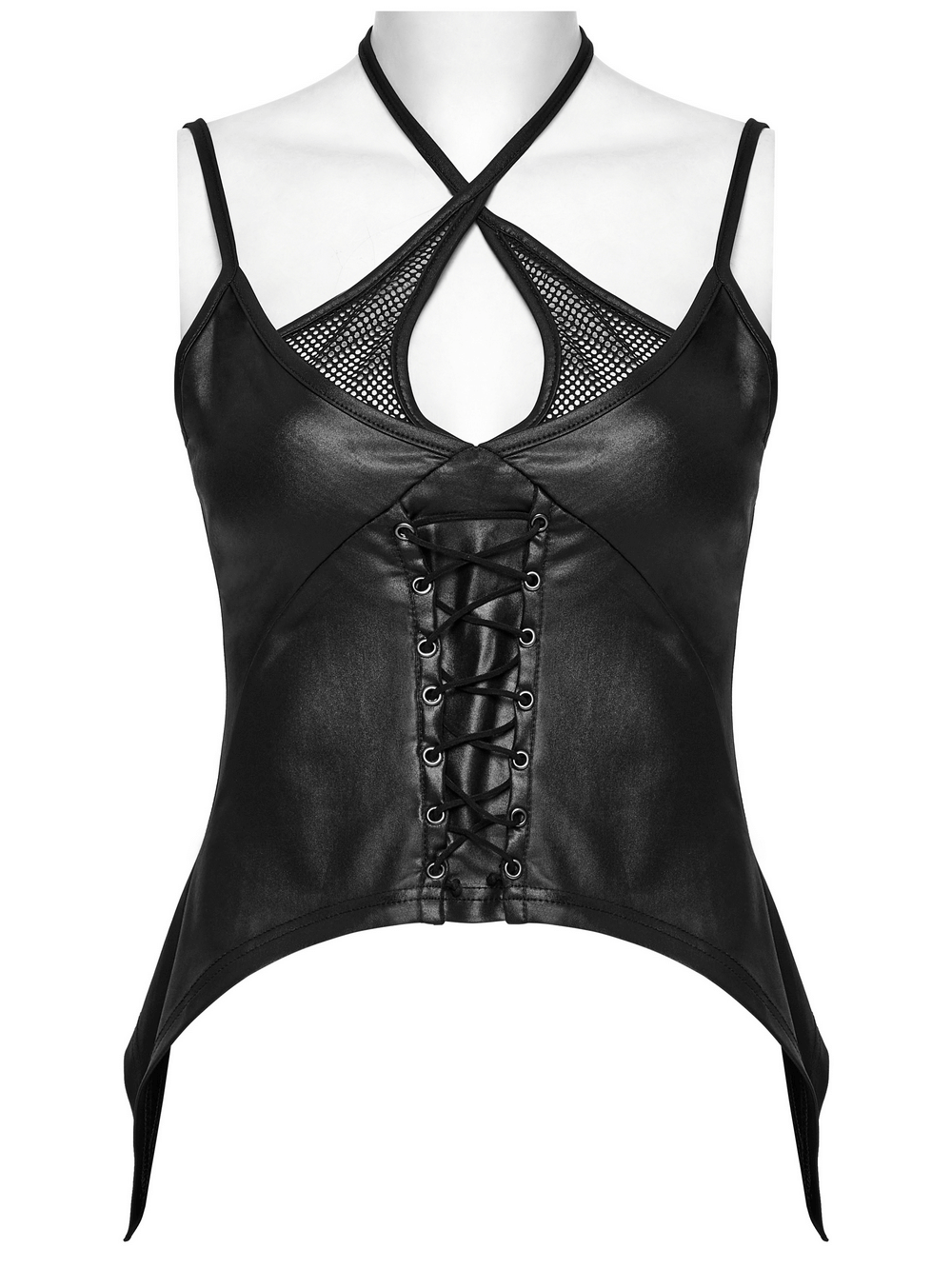 Punk Sexy Intersect Camisole with Mesh and Eyelet Detail
