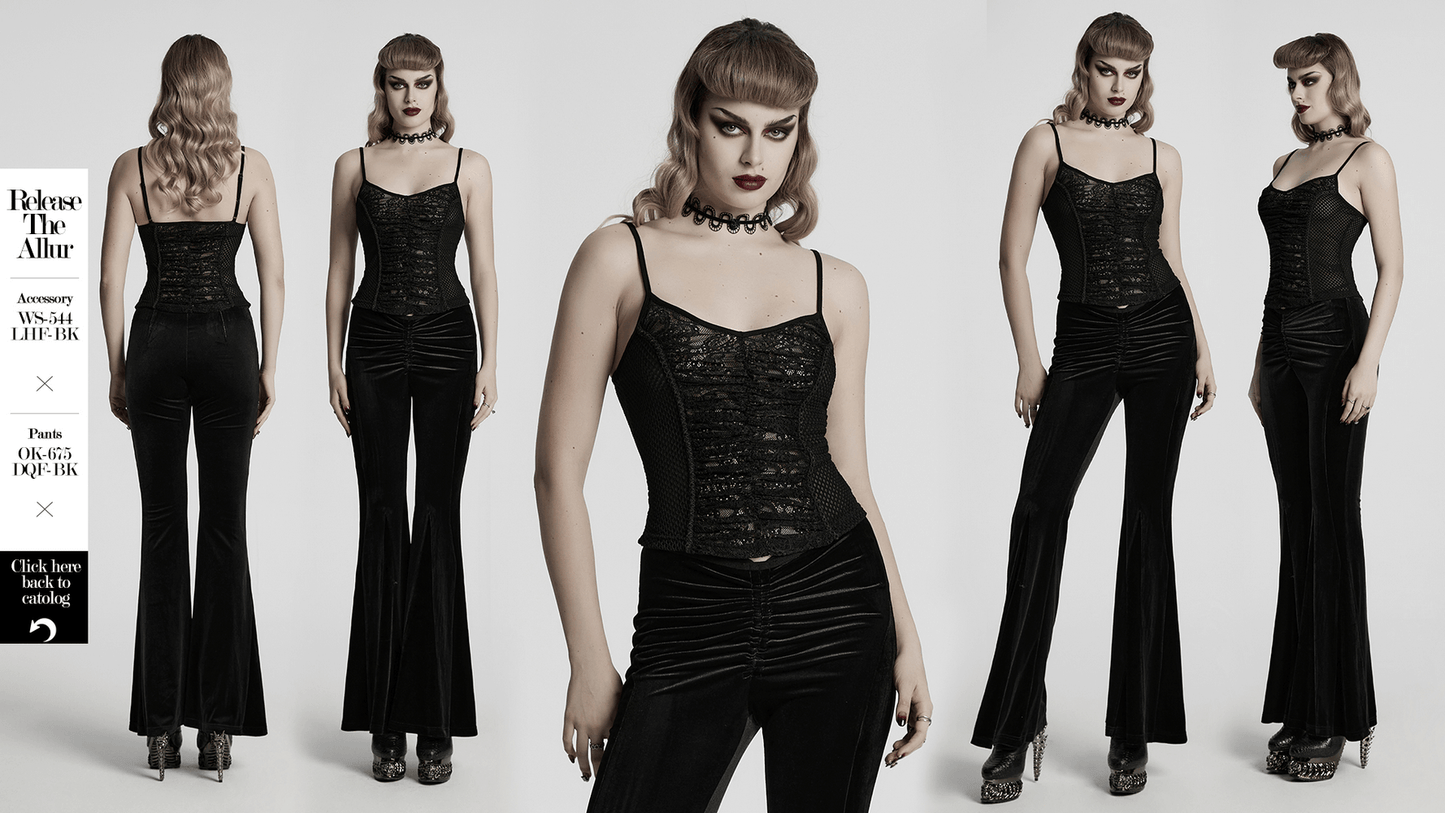 Punk Sexy Lace-up Fishnet Mesh Camisole Top for Women