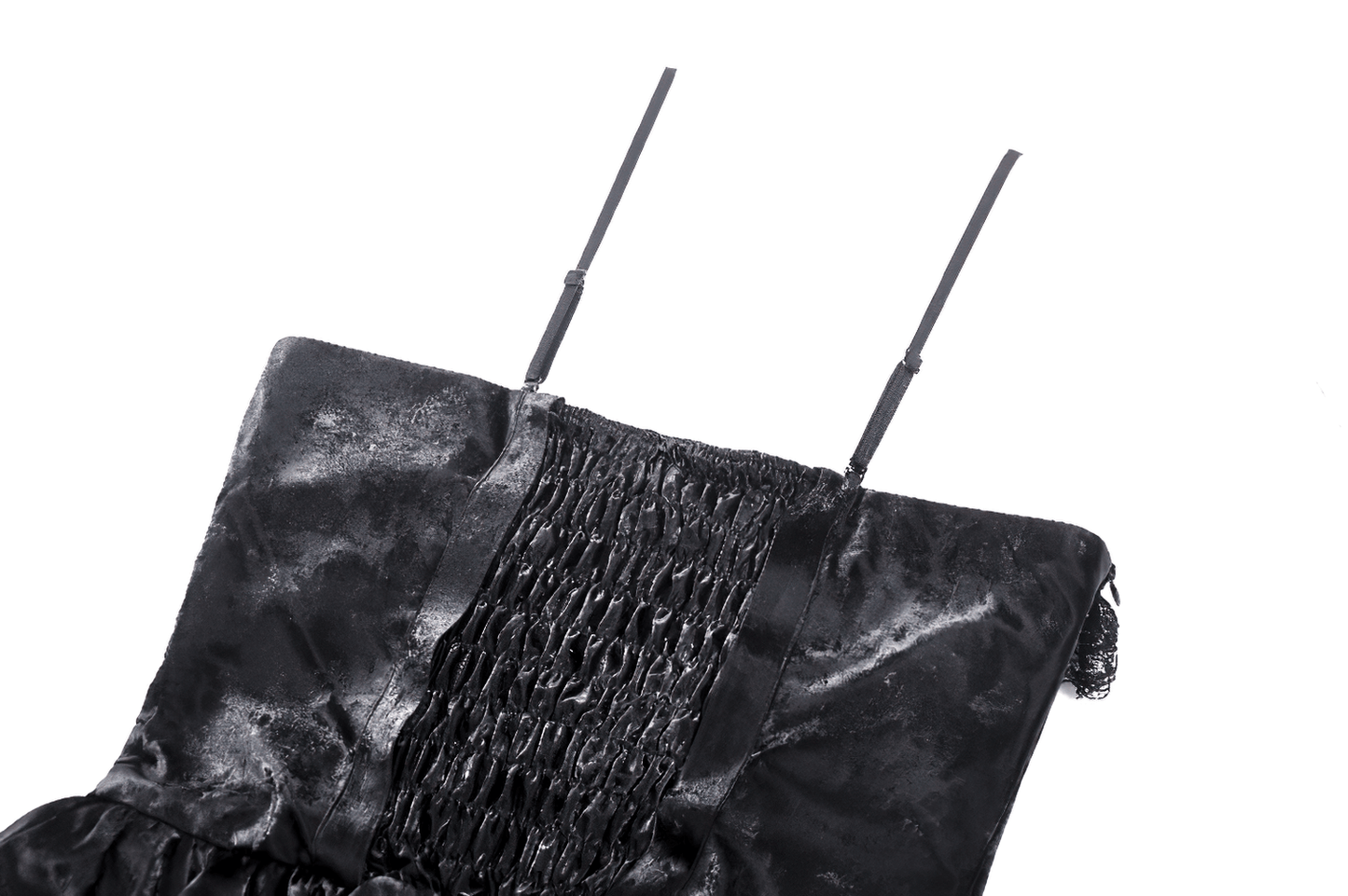 Punk Shiny PU Leather Layered Dress with Ruffled Lace