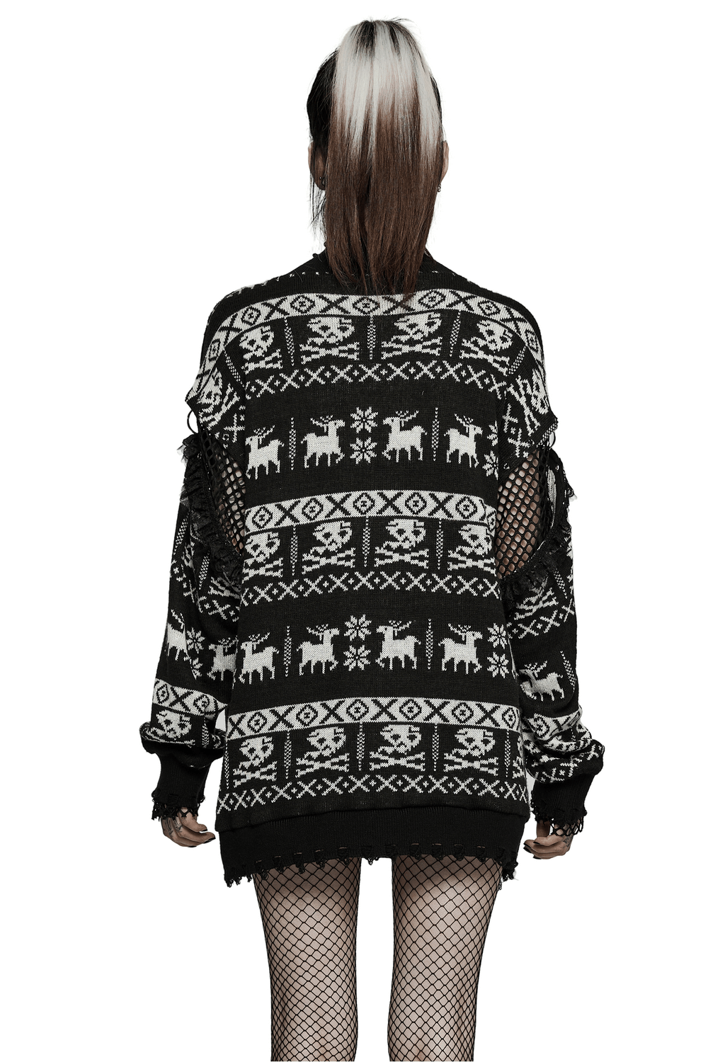 Punk Skull Pattern Loose Pullover with Removable Sleeves
