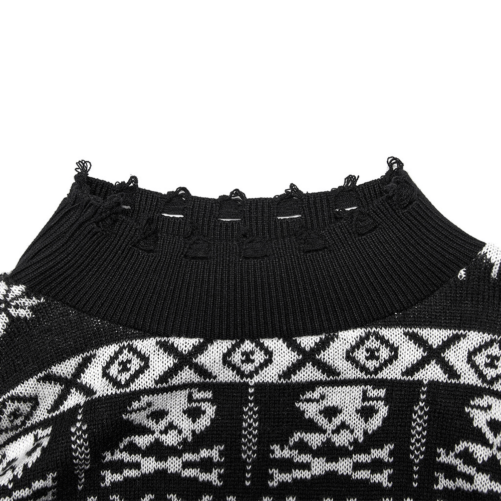 Punk Skull Pattern Loose Pullover with Removable Sleeves