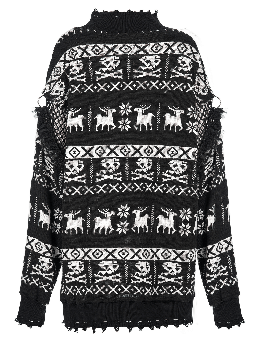 Punk Skull Pattern Loose Pullover with Removable Sleeves