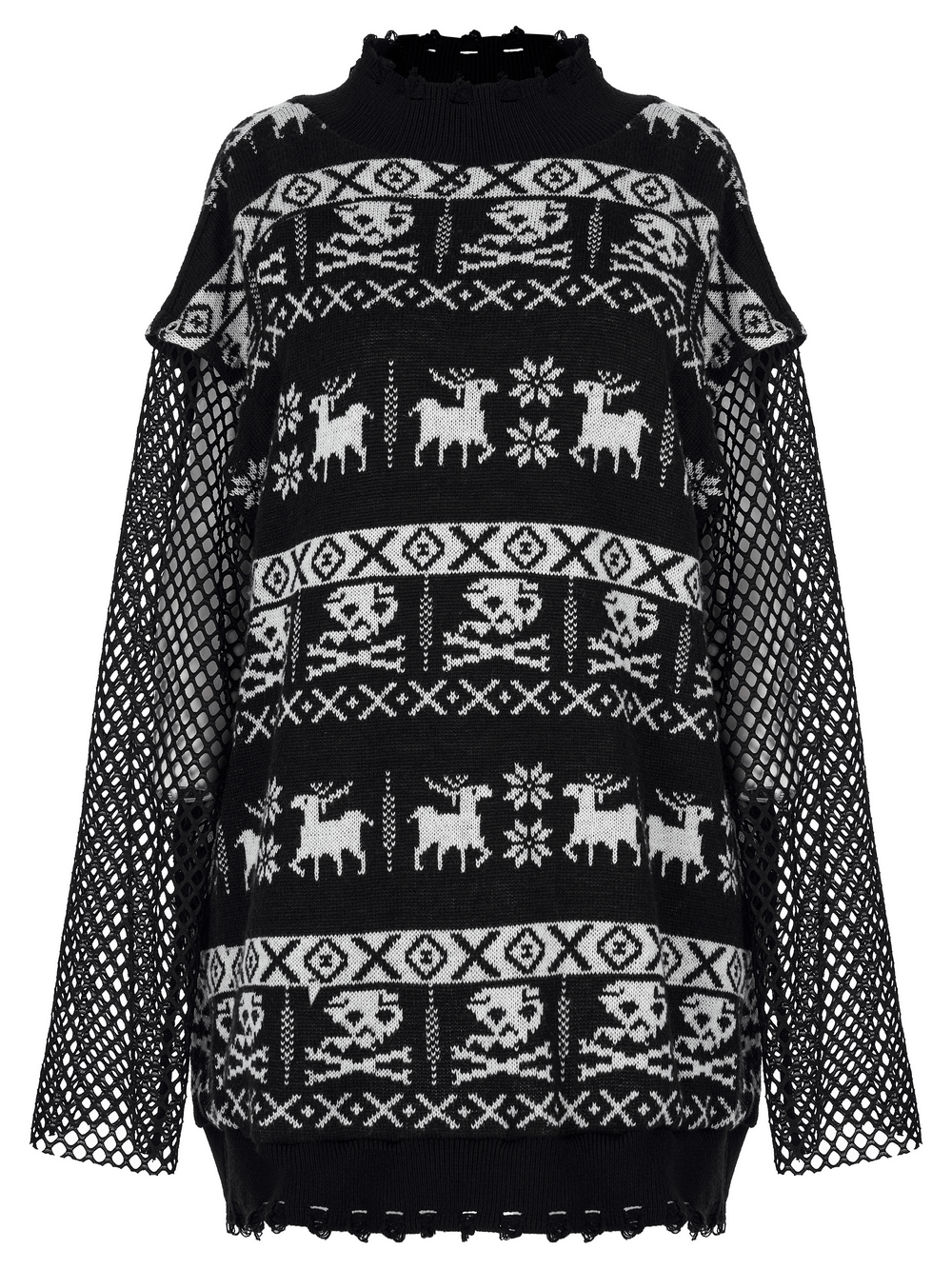 Punk Skull Pattern Loose Pullover with Removable Sleeves