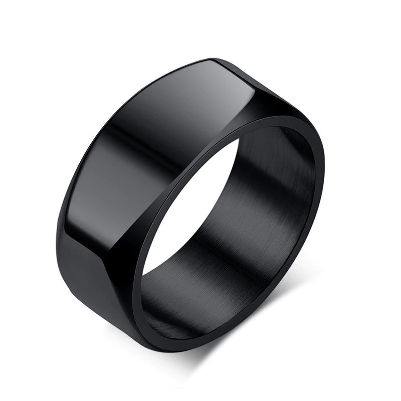 Punk Stainless Steel Ring / Unisex Black Wedding Band / Fashion Metal Ring