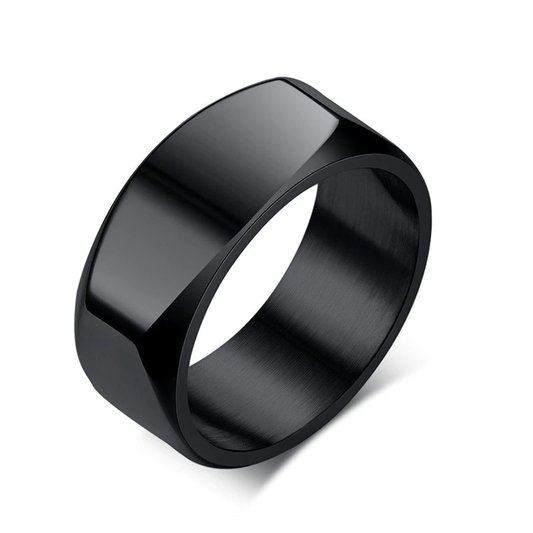 Punk Stainless Steel Ring / Unisex Black Wedding Band / Fashion Metal Ring