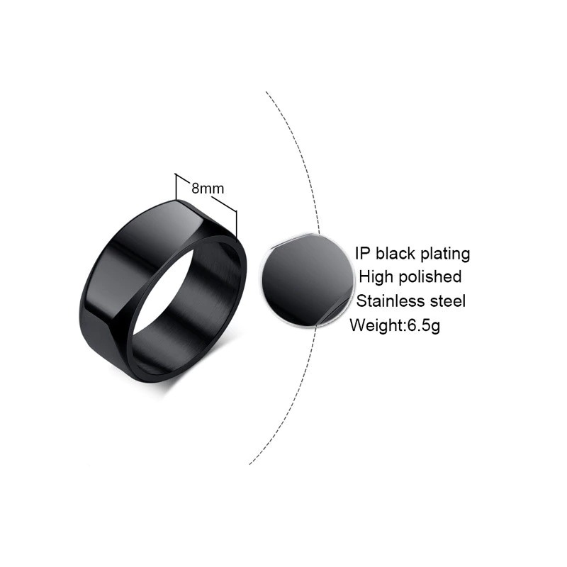 Punk Stainless Steel Ring / Unisex Black Wedding Band / Fashion Metal Ring