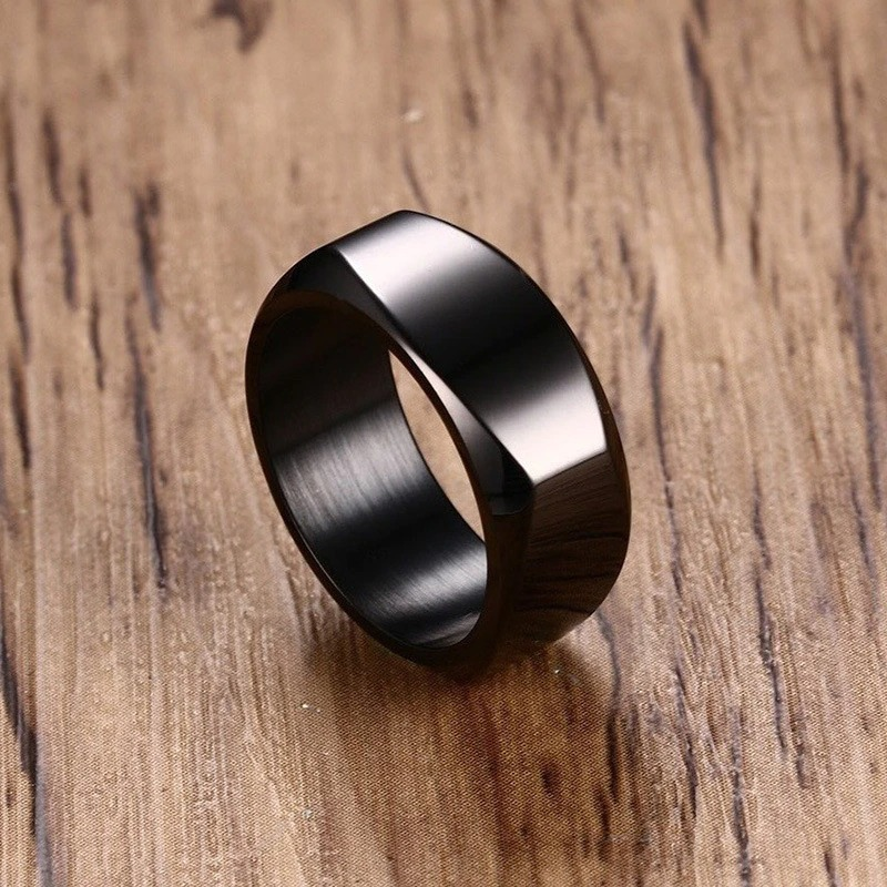 Punk Stainless Steel Ring / Unisex Black Wedding Band / Fashion Metal Ring