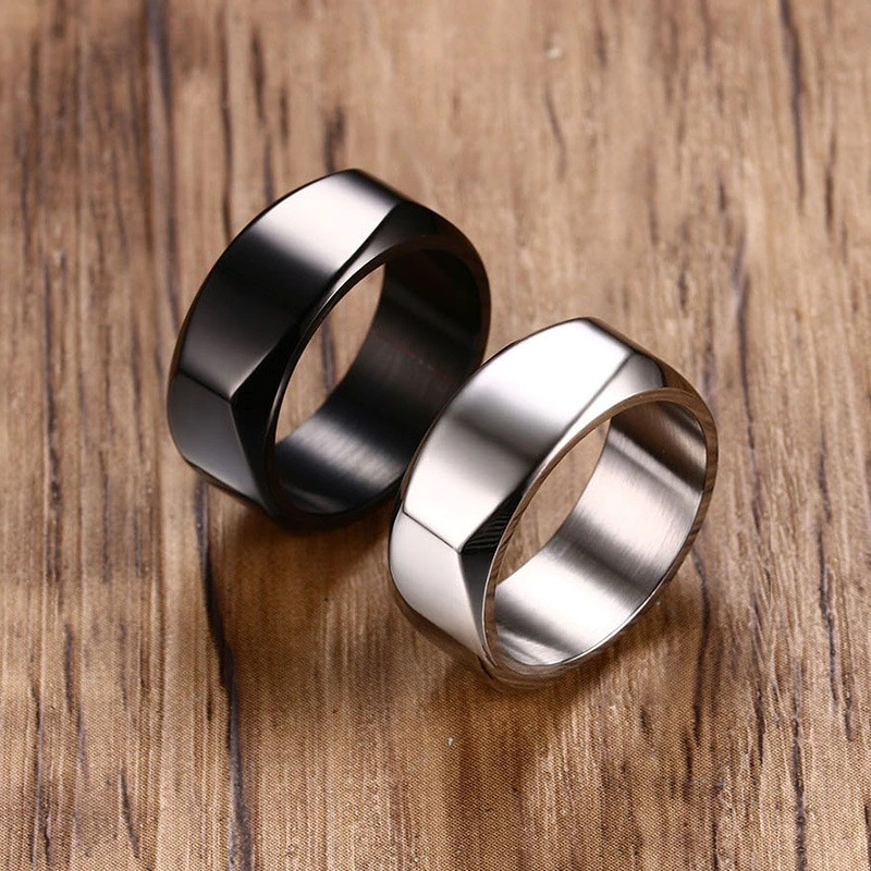 Punk Stainless Steel Ring / Unisex Black Wedding Band / Fashion Metal Ring