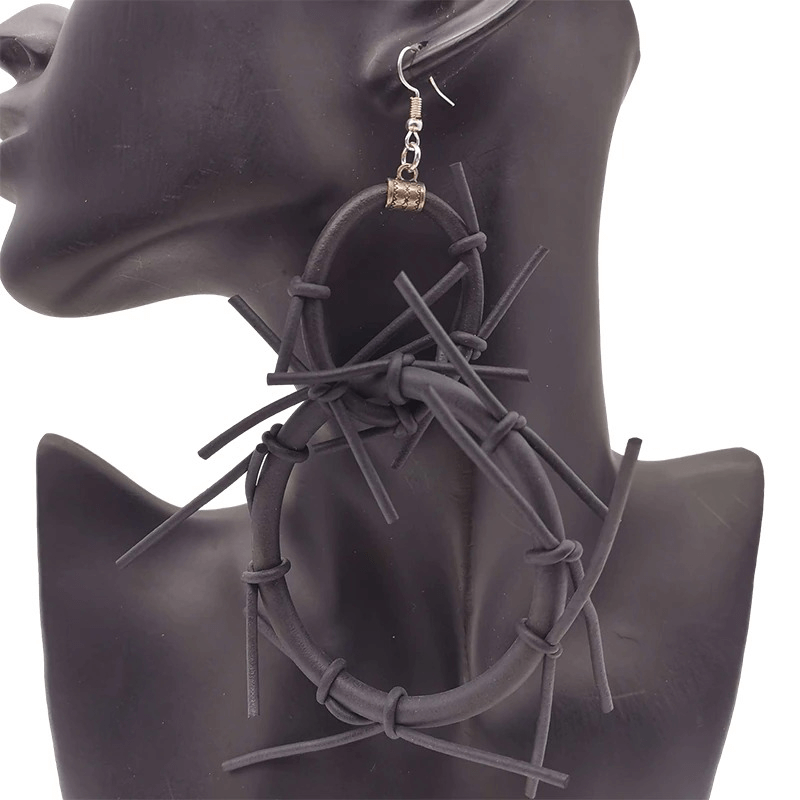 Punk Style Big Earrings / Handmade Women's Accessories / Gothic Black Rubber Earrings