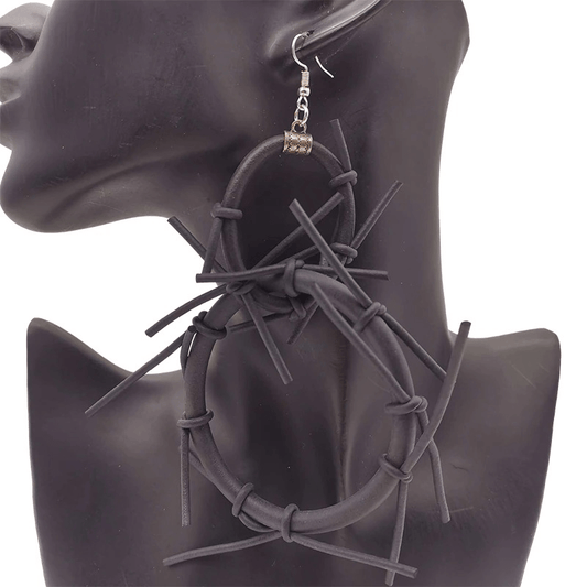 Punk Style Big Earrings / Handmade Women's Accessories / Gothic Black Rubber Earrings