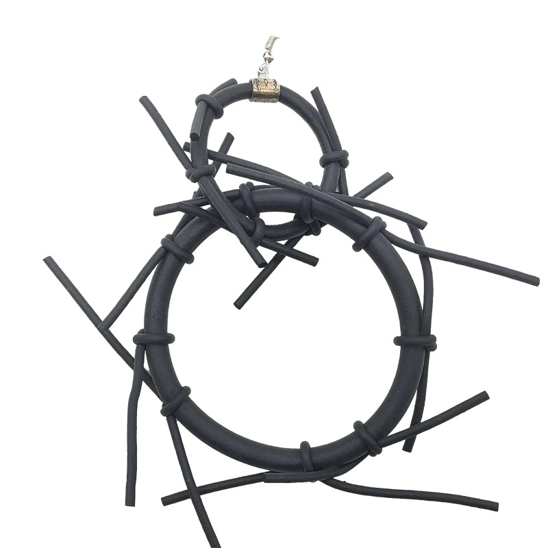 Punk Style Big Earrings / Handmade Women's Accessories / Gothic Black Rubber Earrings