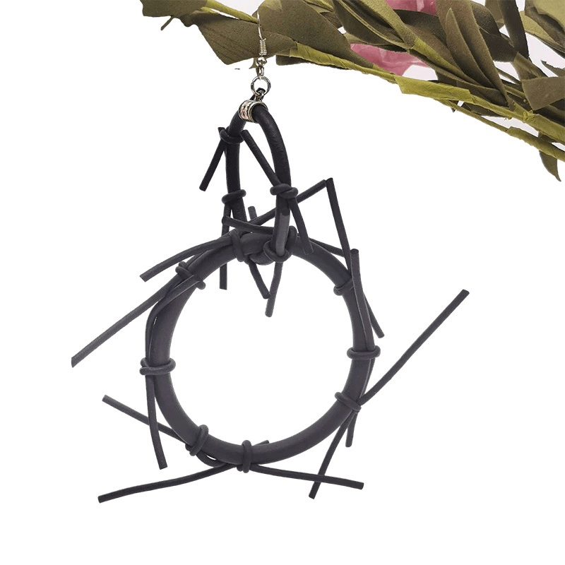 Punk Style Big Earrings / Handmade Women's Accessories / Gothic Black Rubber Earrings