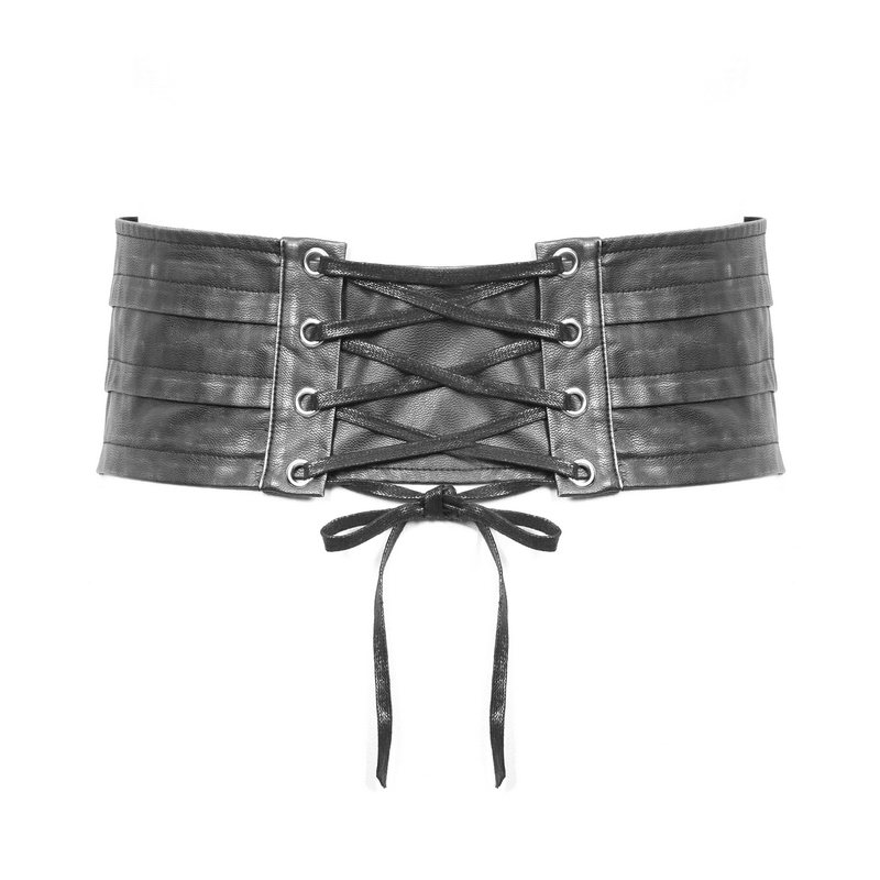 Punk Style Black PU Leather Belt with Metal Buckle / Vintage Wide Waistband For Men