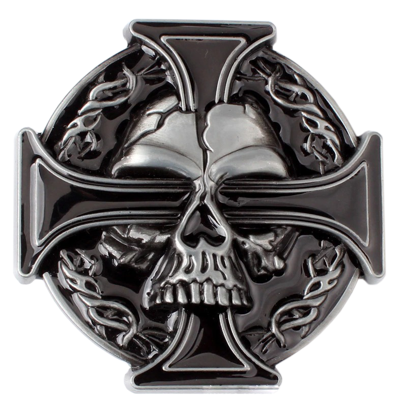 Punk Style Buckle With Ghost Skull And Cross / Brutal Unisex Metal Buckle