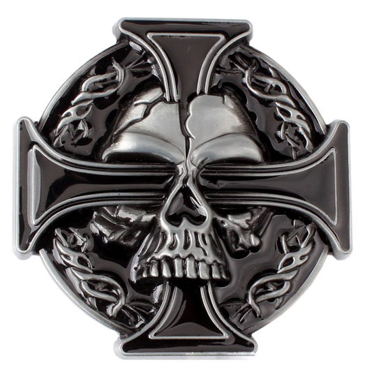 Punk Style Buckle With Ghost Skull And Cross / Brutal Unisex Metal Buckle