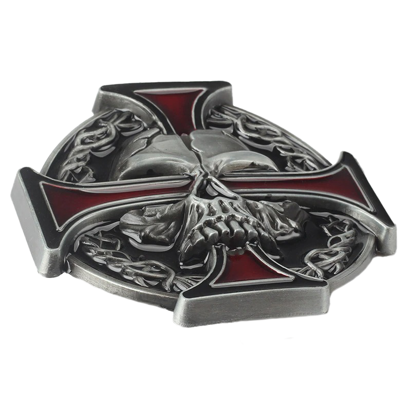 Punk Style Buckle With Ghost Skull And Cross / Brutal Unisex Metal Buckle