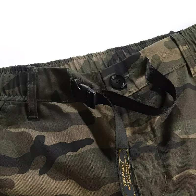 Punk Style Cargo Pants with Pockets / Men's Cotton Pants in Camouflage and Black Colour
