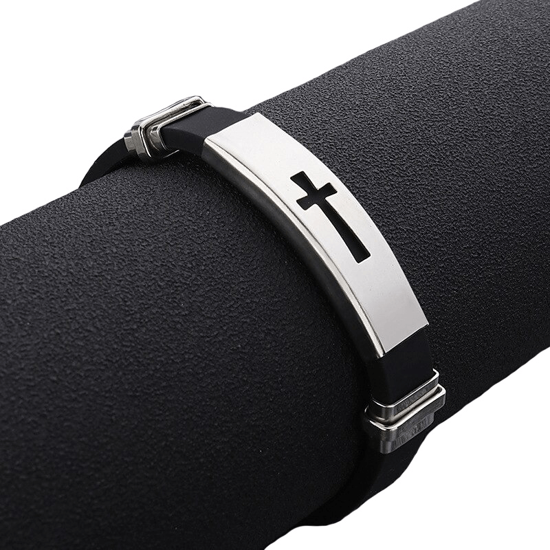 Punk Style Cross Titanium Steel Silicone Bracelets / Motorcycle Casual Bracelets