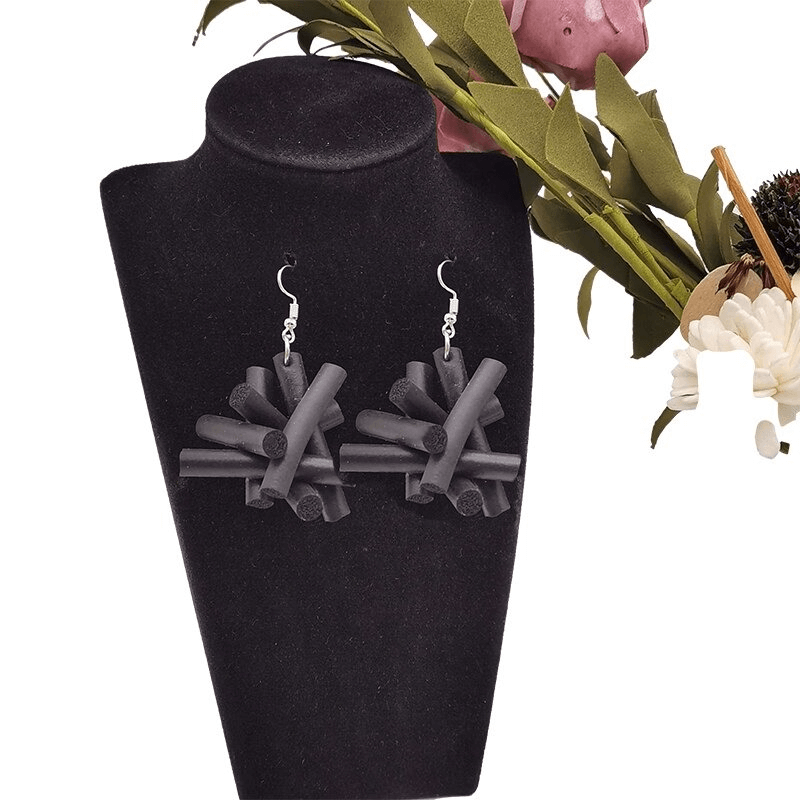 Punk Style Drop Earrings / Handmade Original Rubber Earrings / Vintage Earrings For Women