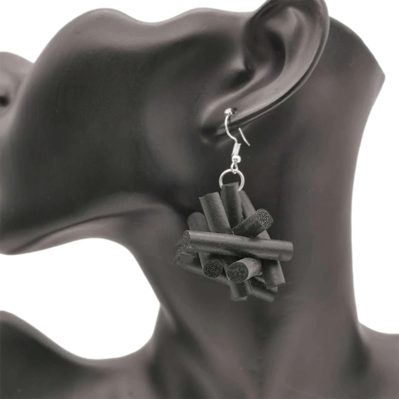 Punk Style Drop Earrings / Handmade Original Rubber Earrings / Vintage Earrings For Women