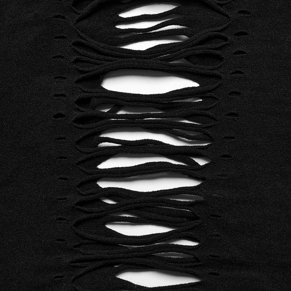 Punk Style Elastic Hollow-Out Black Tank Top for Women