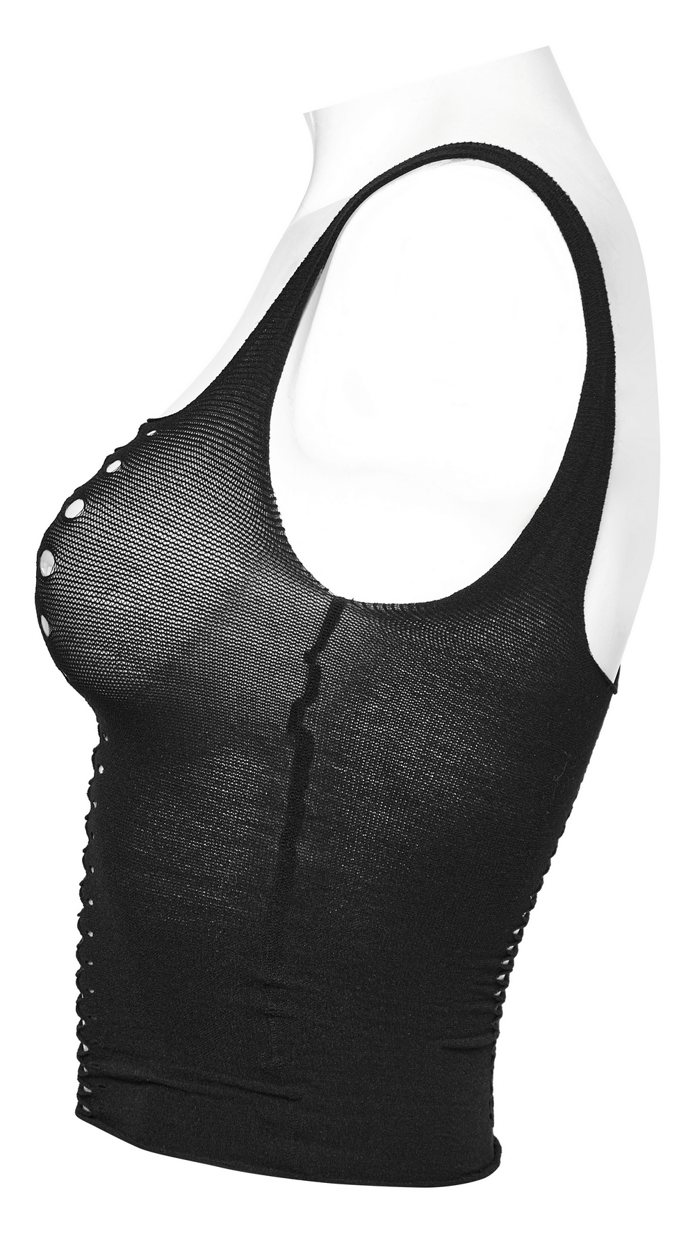 Punk Style Elastic Hollow-Out Black Tank Top for Women