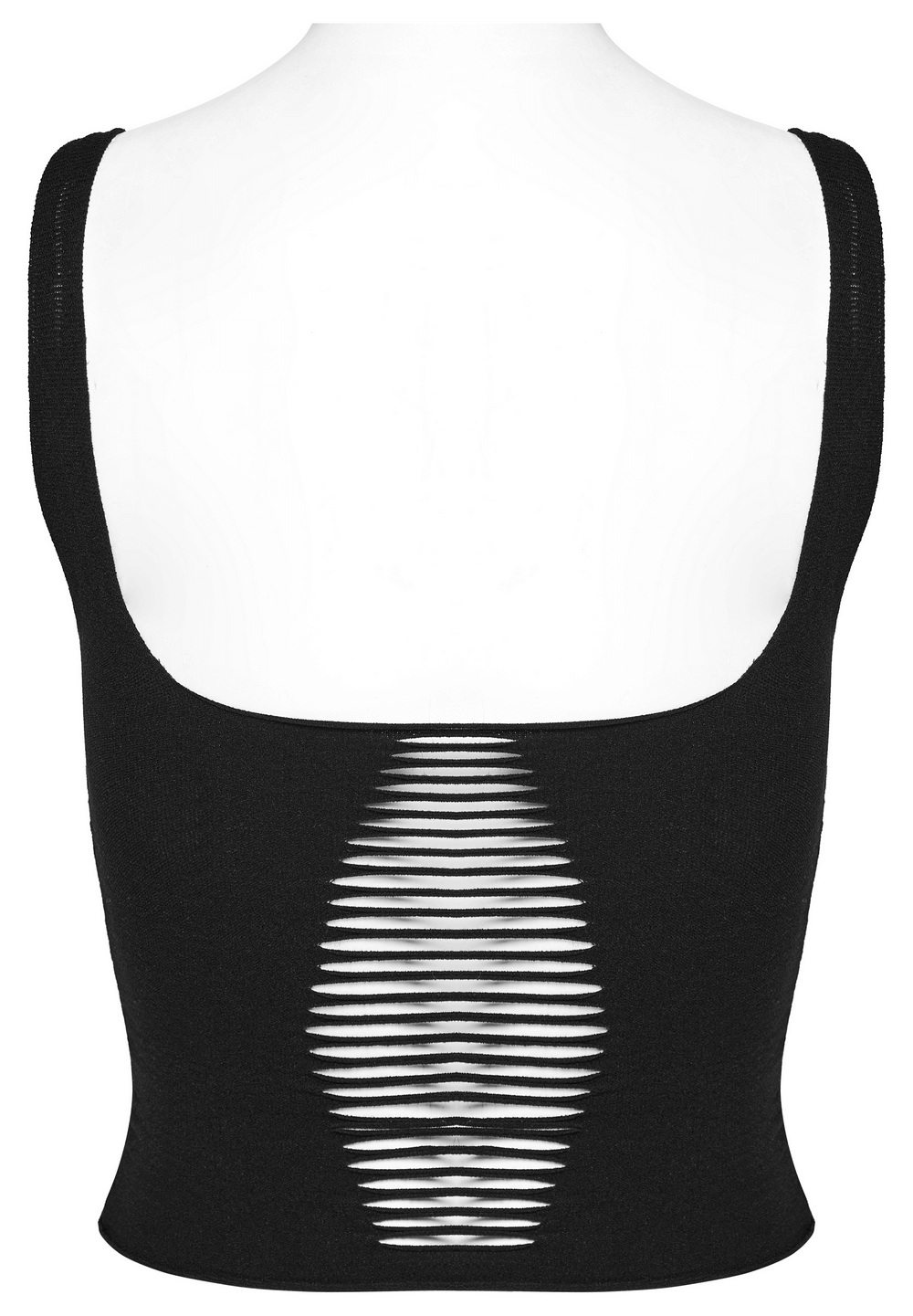 Punk Style Elastic Hollow-Out Black Tank Top for Women