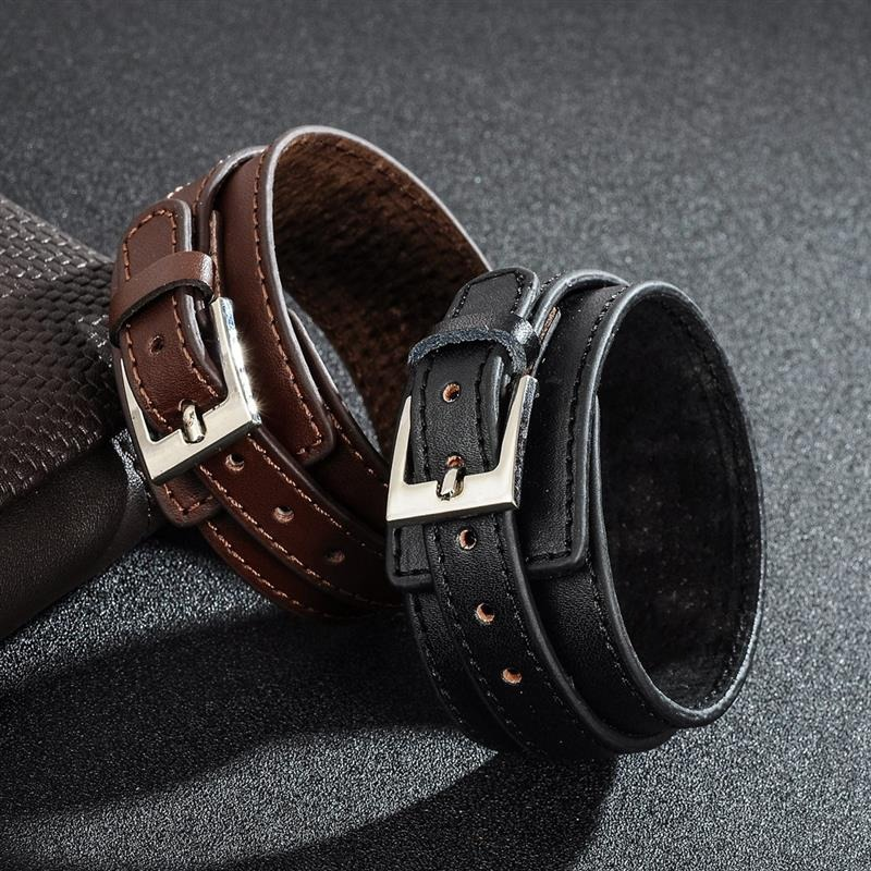 Punk Style Genuine Leather Wristband Wide / Adjustable Cuff Braceletsin a Black and Brown colours