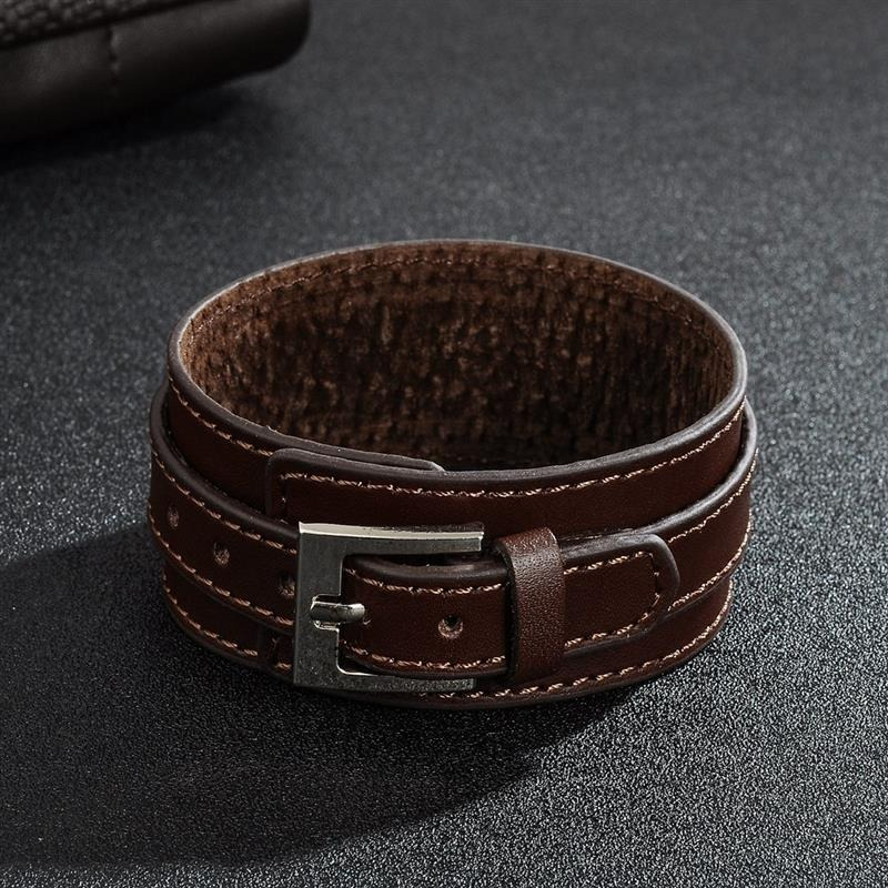 Punk Style Genuine Leather Wristband Wide / Adjustable Cuff Braceletsin a Black and Brown colours