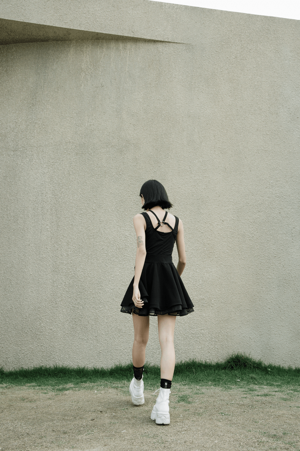 Punk Style High Waist Layered Skirt with Buckle