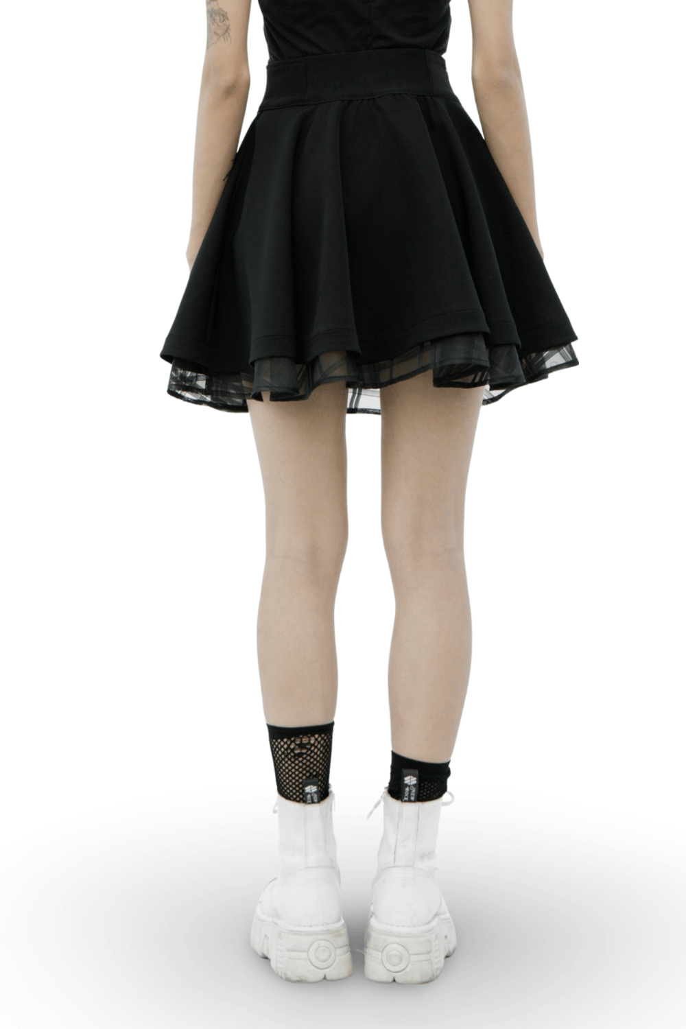 Punk Style High Waist Layered Skirt with Buckle