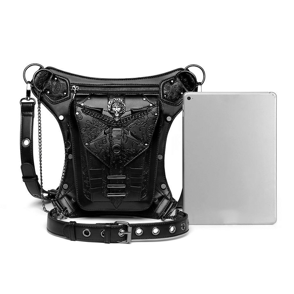 Punk Style Crossbody Bag / Motorcycle Waistbag for Men and Women