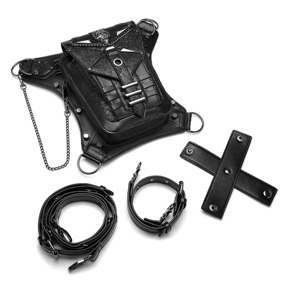 Punk Style Crossbody Bag / Motorcycle Waistbag for Men and Women