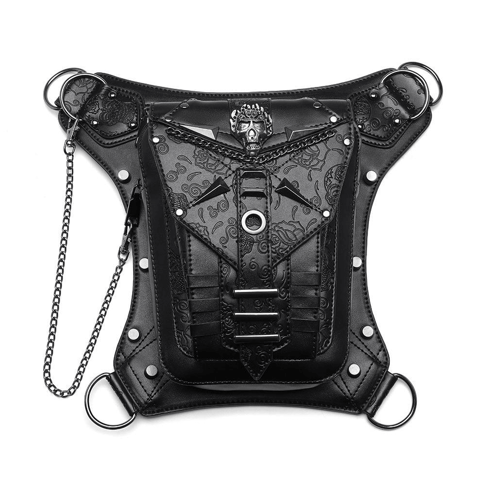 Punk Style Crossbody Bag / Motorcycle Waistbag for Men and Women