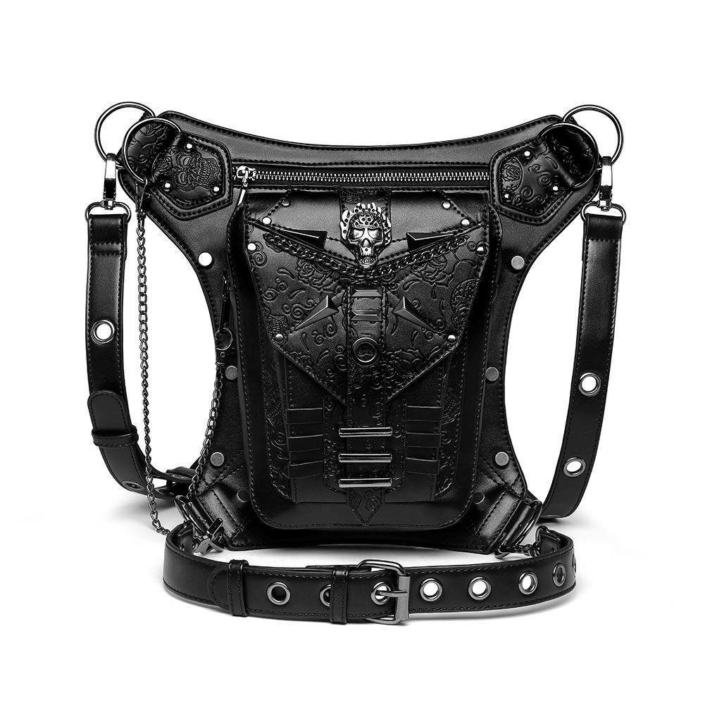 Punk Style Crossbody Bag / Motorcycle Waistbag for Men and Women
