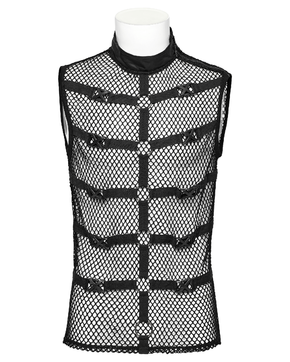 Punk Style Mesh Vest with Rubber Buckles and Iron Rings