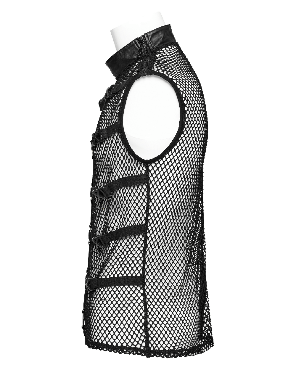 Punk Style Mesh Vest with Rubber Buckles and Iron Rings