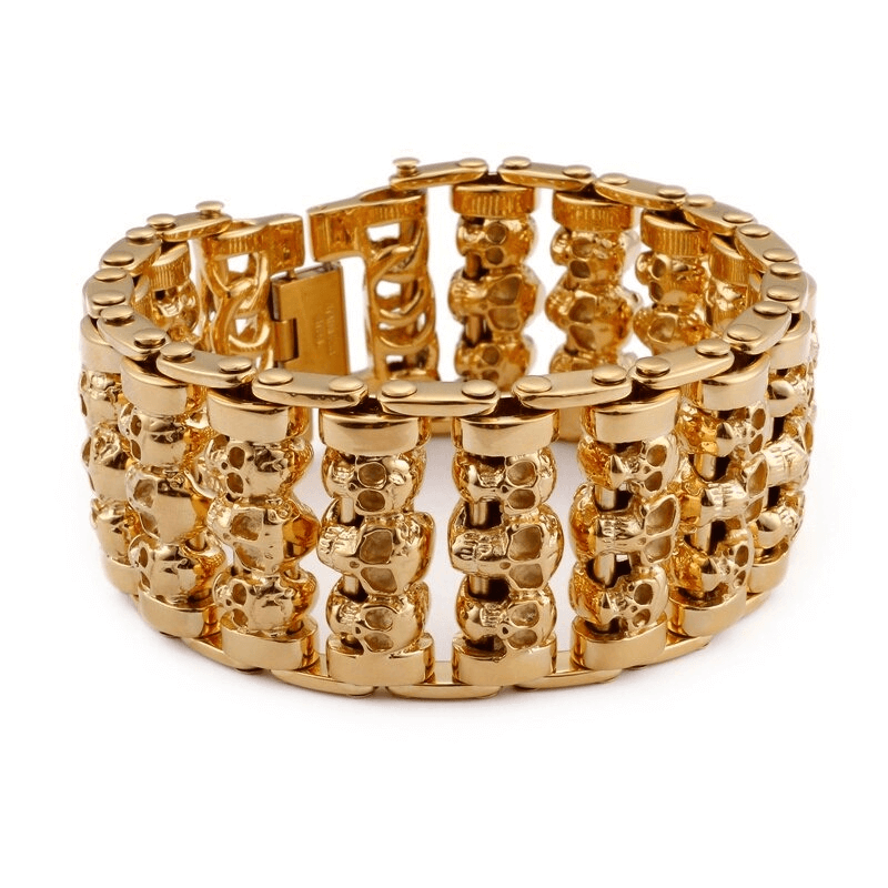 Punk Style Multiple Skull Heads Charm Bracelets For Men / 316 Stainless Steel Jewelry