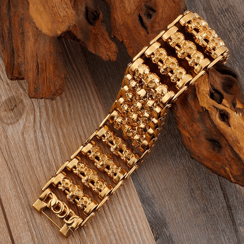 Punk Style Multiple Skull Heads Charm Bracelets For Men / 316 Stainless Steel Jewelry