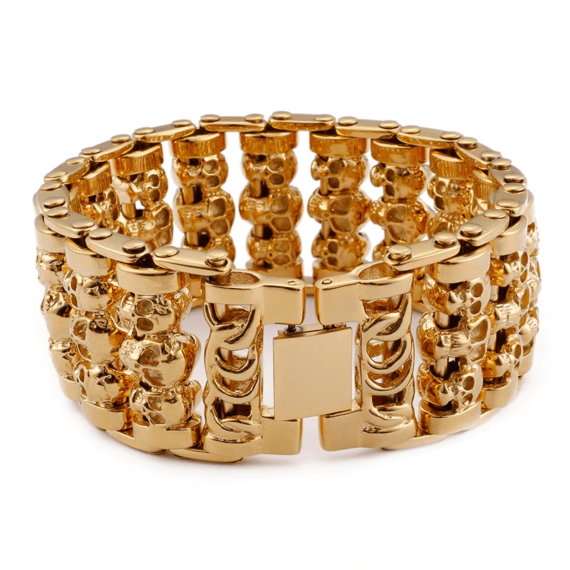 Punk Style Multiple Skull Heads Charm Bracelets For Men / 316 Stainless Steel Jewelry