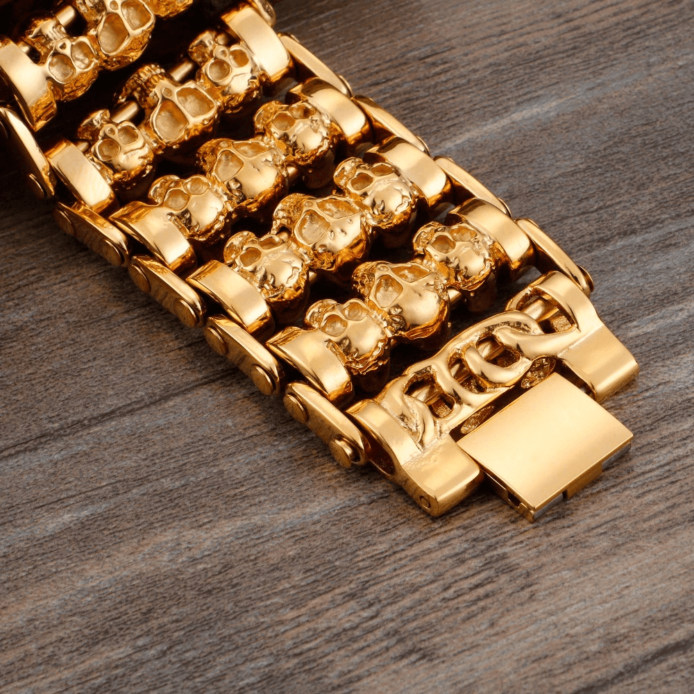 Punk Style Multiple Skull Heads Charm Bracelets For Men / 316 Stainless Steel Jewelry