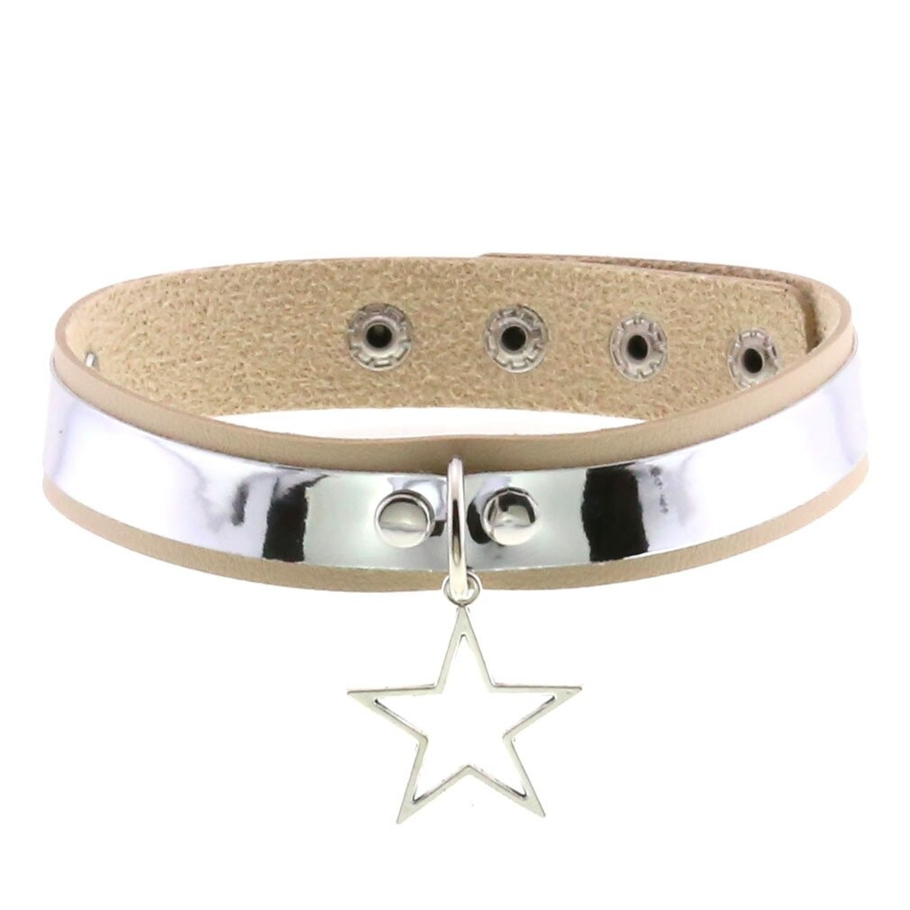 Punk Style PU Leather Choker Necklace with Pendant Star / Vintage Unisex Accessories