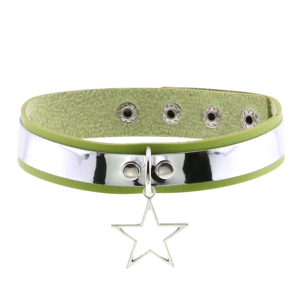 Punk Style PU Leather Choker Necklace with Pendant Star / Vintage Unisex Accessories