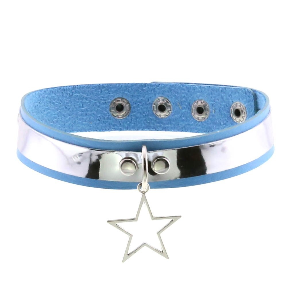 Punk Style PU Leather Choker Necklace with Pendant Star / Vintage Unisex Accessories