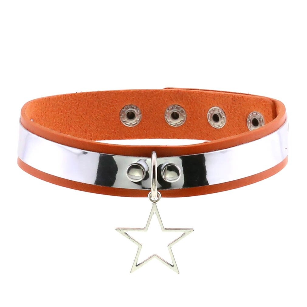 Punk Style PU Leather Choker Necklace with Pendant Star / Vintage Unisex Accessories