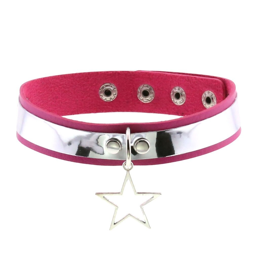 Punk Style PU Leather Choker Necklace with Pendant Star / Vintage Unisex Accessories
