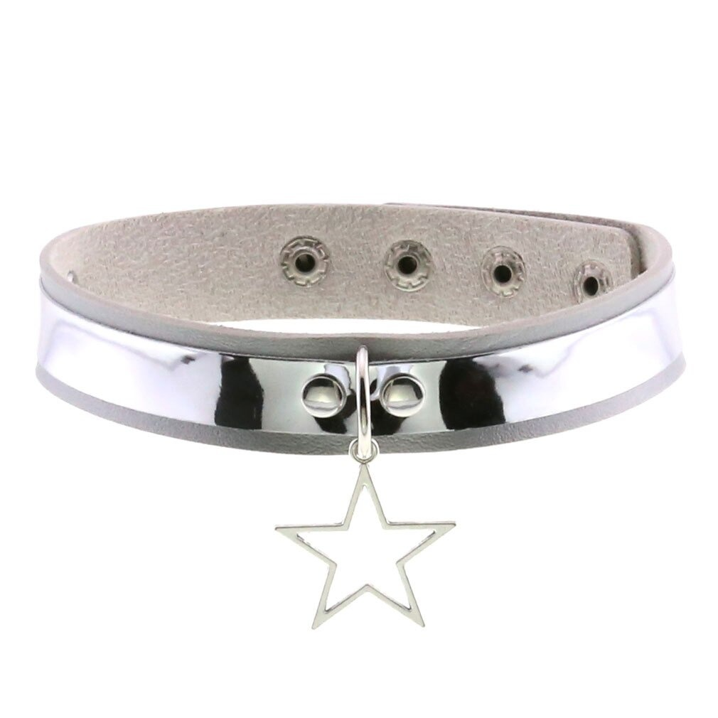 Punk Style PU Leather Choker Necklace with Pendant Star / Vintage Unisex Accessories